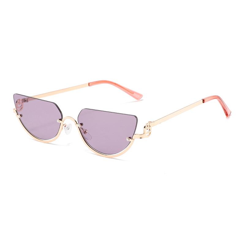 Fashion Retro Semi-Rimless Oval Shades Women's New Trendy Korean Style Travel Sunglasses Chic Metal Rim Decor Sunglasses
