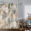 1pc Monstera Deliciosa Floral Print Shower Curtain, with 12 Hooks, Machine Washable, for Shower Partition and Privacy Protection