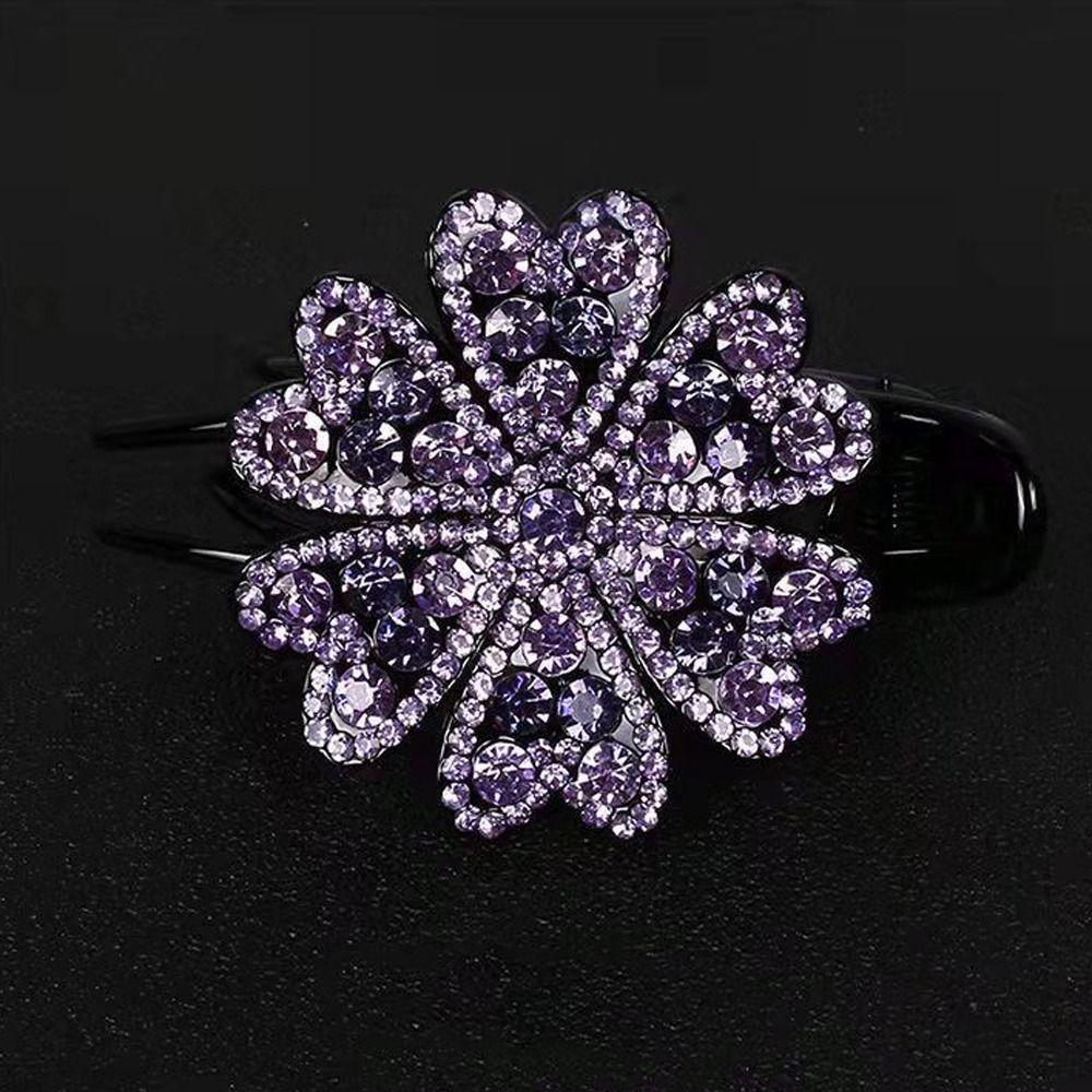 Holder For Girls Crystal Hairpins Rhinestone Duckbill Clips Women Barrettes Flower Hair Clips