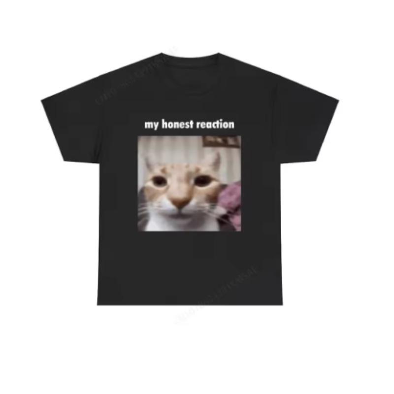 

My Honest Reaction T-shirts Funny Cat Meme T Shirts Men Women Casual Oversized Short Sleeve Tees Men s Joke Humor Tshirt - Me... S разноцветный