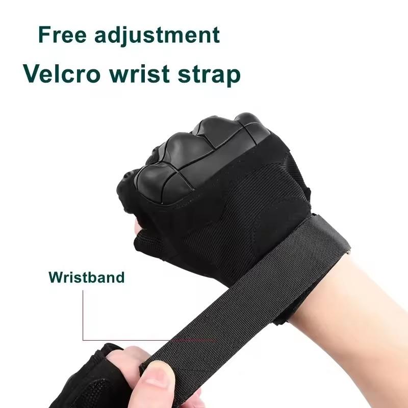 1 Pair Fingerless Gloves Hard Knuckle Half Finger Outdoor Gloves for Paintball Airsoft Hunting Riding Hiking Motorcycle