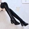 Fashion Black Women's Long Boots Thigh High Elastic Ladies Knee Shaft Shoes Leather Above Over The Middle Heel Cosplay New In Goth Sale