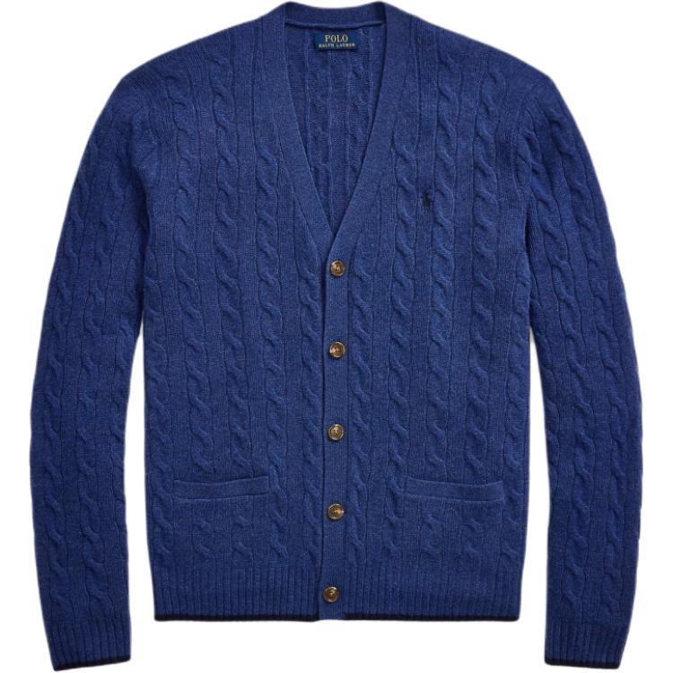 Polo Ralph Lauren Button Placket Ribbed Knit Hem Cable Sweater Men sweater MNPOSWE16822430-410