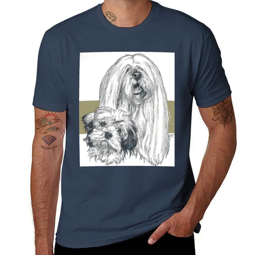 Lhasa Apso Father  Son TShirt Cotton Man Tshirts Anime T Shirts Luxury Man Plain T Shirts Men