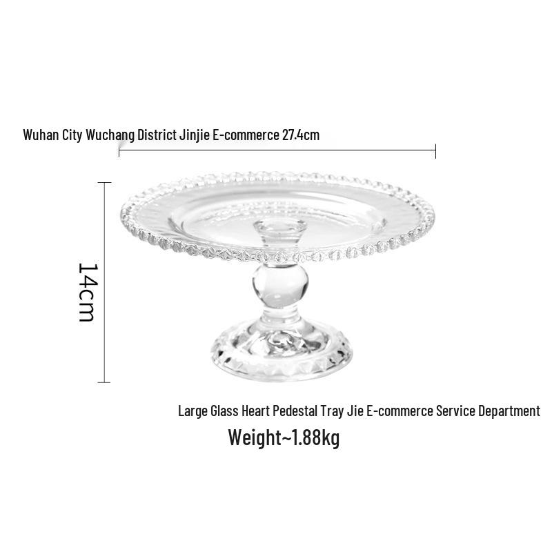 Heart-Shaped Glass Footed Dessert Plate with Dust Cover