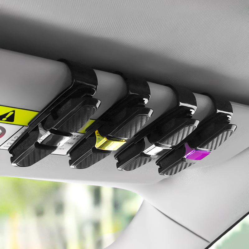 Carbon Fiber Car Visor Clip: Multifunctional Holder for Tickets, Cards, and Eyeglasses
