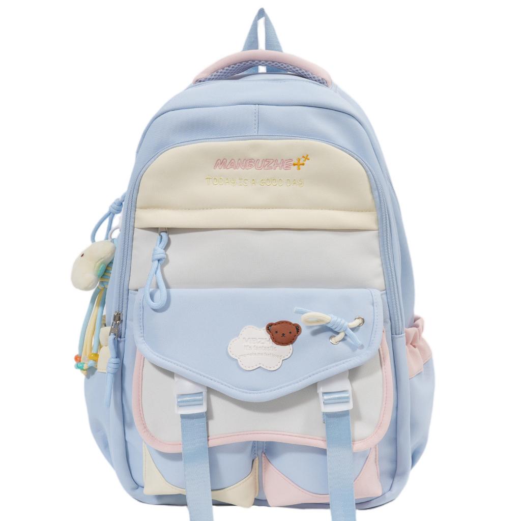 Junior high school student schoolbag female cute color matching large-capacity computer backpack practical thickened wear-resistant casual backpack