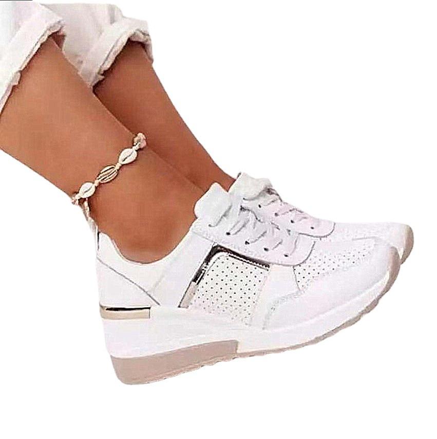 2025 Large Size Casual Single Shoes Autumn New European and American Breathable Women's Sports Shoes Lace-up Sneakers