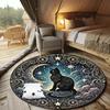 1 Piece Mystical Moon Black Cat Tent Footprint Outdoor Round Carpet Floor Mat Doorway Decorative Carpet Outdoor Patio Camping Carpet Living Room