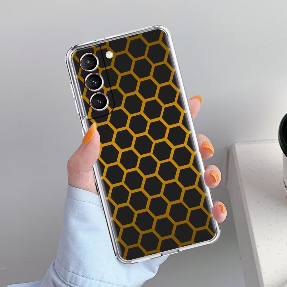 Phone Case For Samsung Galaxy S26 S25 S24 S23 S22 Ultra S20 S21 FE 5G Plus Soft Clear Cover Honeycomb Pattern