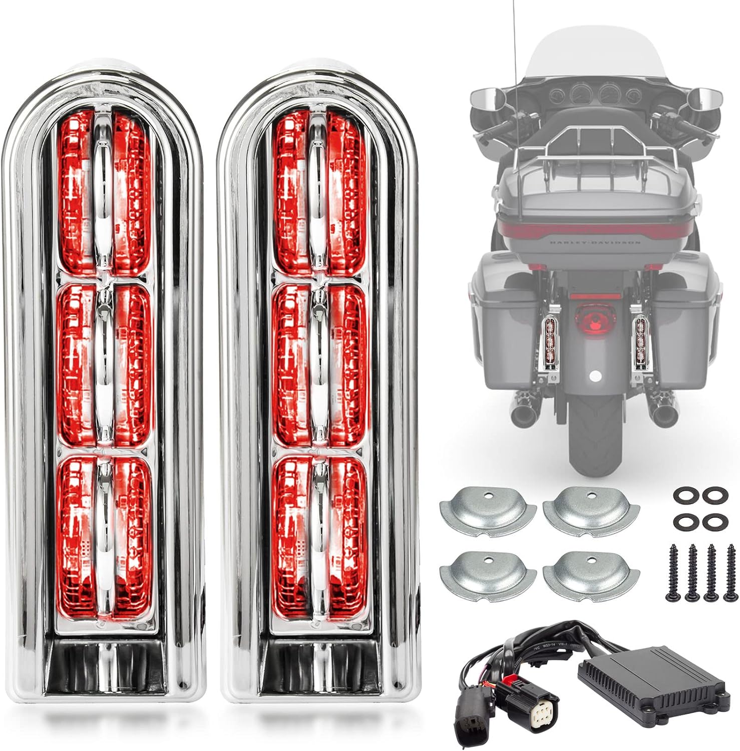 

Світлодідні вставки для мотоцикла, наповнювачі кофрів, підтримка, габаритне світло, поворотники для Harley Electra Glide CVO 2014-2025