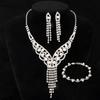 European and American Fashion Claw Chain Water Diamond Imitation Pearl Fringed Collarbone Wedding Dress Butterfly Jewelry Necklace Earrings Set