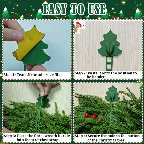 Christmas Wreath Hanger Silicone Xmas Garland Holder Reusable Adhesive Straps Wreath Holder for Mantel Fireplace Front Door Festive Decoration