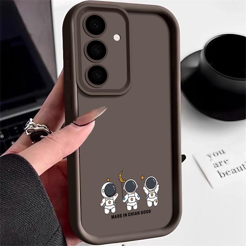 Little Astronaut Print Soft Shockproof Phone Case For Samsung S25 Ultra S24 FE S23 Plus S22 A56 A36 A16 A55 A06 A05 A15 A35 A54 Matte TPU Bumper Cover
