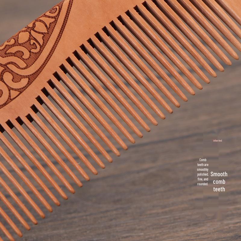 Engraved Extra Thick Dual-Sided Peach Wood Comb