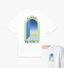 2026 Summer Highquality White Archprint Shortsleeve Tshirt Casual Round Neck Tee Summer Graphic Pattern Loose Fit Style Shirt