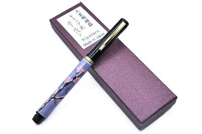 Kiyoteru Craft Porcelain Cap-Style Ballpoint Pen, Cherry Blossom Design, Wisteria Purple, CLJ_TBP_211