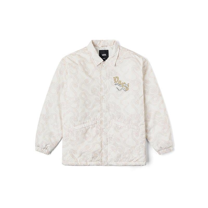 Vans LT Gepolsterte Jahr des Drachen Knopfleiste Coach Jacke Unisex Jacke Off-White Kariert VN000P36F7J