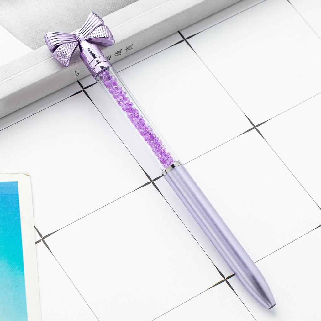 5Pcs Bow Ballpoint Pen Crystal Bead Signing Pen Twist Action Signature Pen 1.0MM Tip Write Smoohtly Business Gift Pen