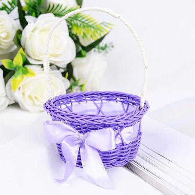 Hand-woven Small Flower Storage Basket Rattan Woven 8 Colors Wicker Flower Basket Hand-held Shopping Storage Hamper Basket