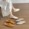 Genuine Leather Slippers Women's Summer Outer Wear Flat Bottomed Casual Muller Bag Head Half Slippers Mules Women's Flat Shoes