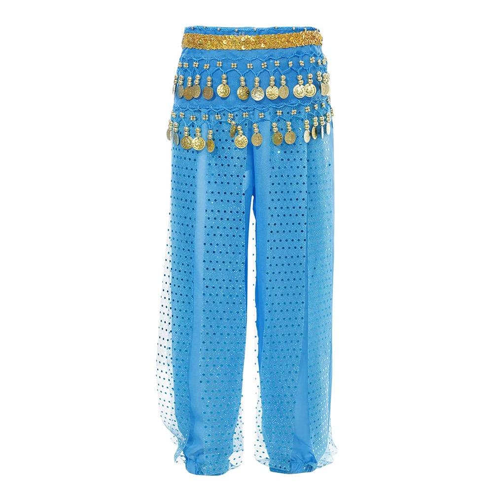

Loose Girls Belly Dancing Pants Oriental Sequined Dots Pants Performance Harem Pants Children M озеро синий