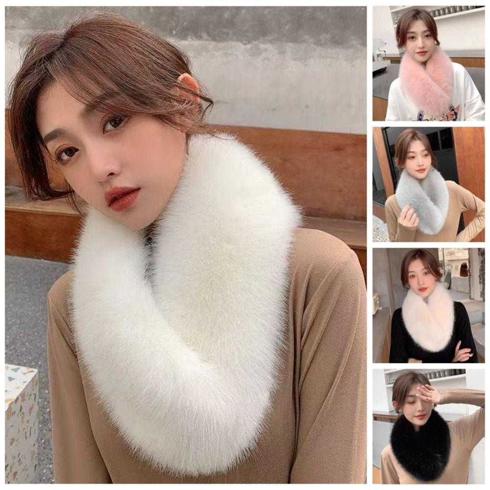 Plush Double Sided Scarf Thick Warm Fur Collar Trim Winter Neck Protection