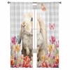 Osterhase, Tulpe, kariert, Tüllvorhänge für Wohnzimmer, transparenter Vorhang für Schlafzimmer, Küche, Jalousien, Voile-Vorhänge