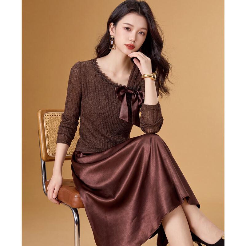 

Women s Sweet Bowknot Knitted Two-Piece Set XL