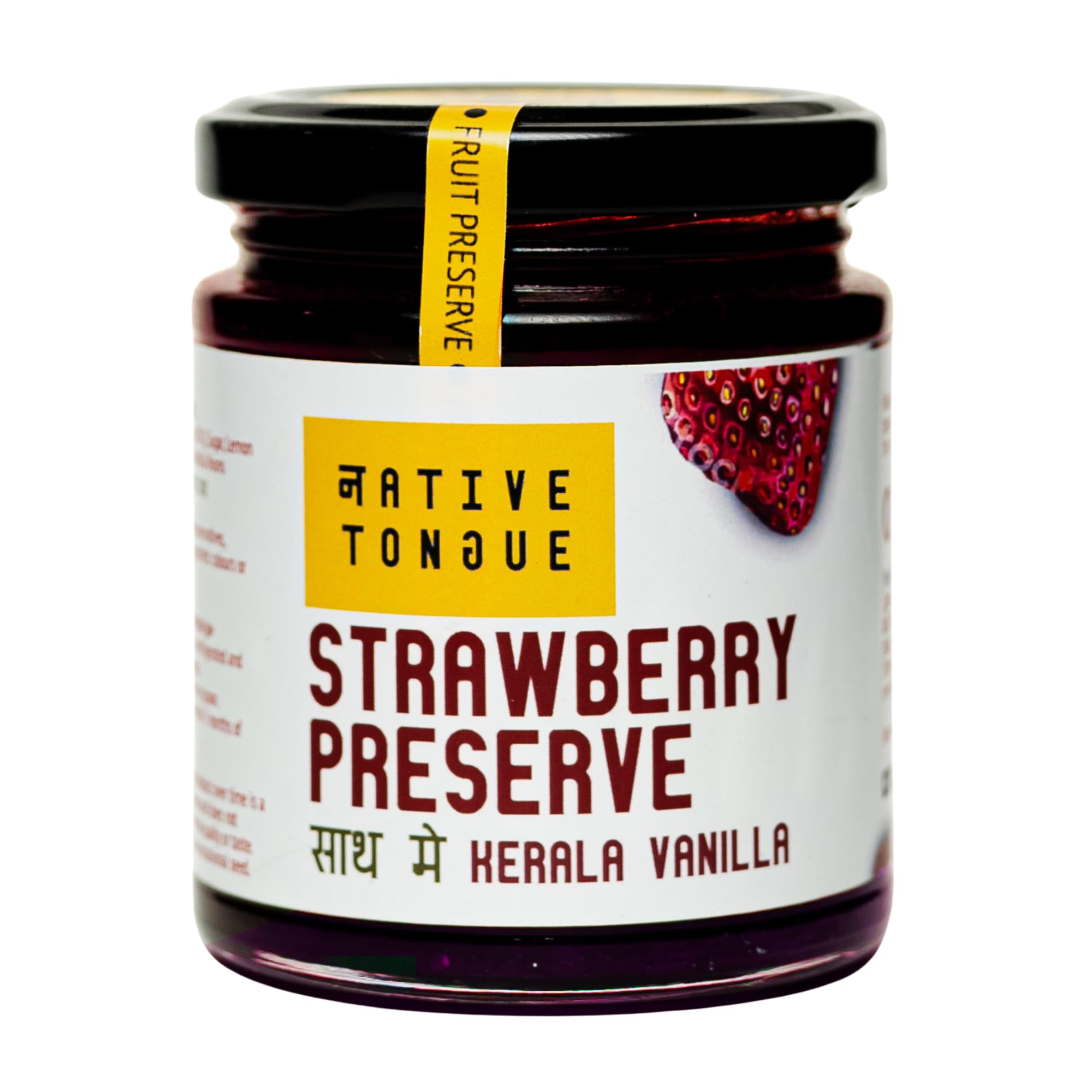 Native Tongue | Strawberry Preserve | 100% Natural | Strawberry Jam | with 70% Natural Strawberry Fruit | With Pure Kerala Vanilla | Vegan