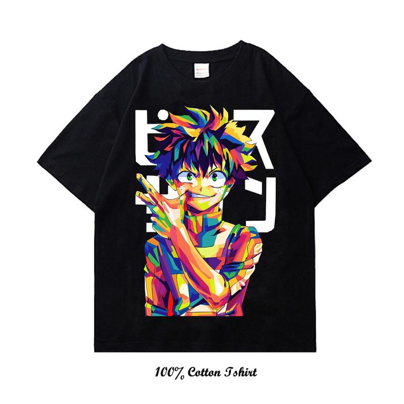 My Hero Academia Graphic Print T Shirt Vintage Harajuku Streetwear Short Sleeve Plus Size Cotton Crew Neck T Shirt Women Unisex