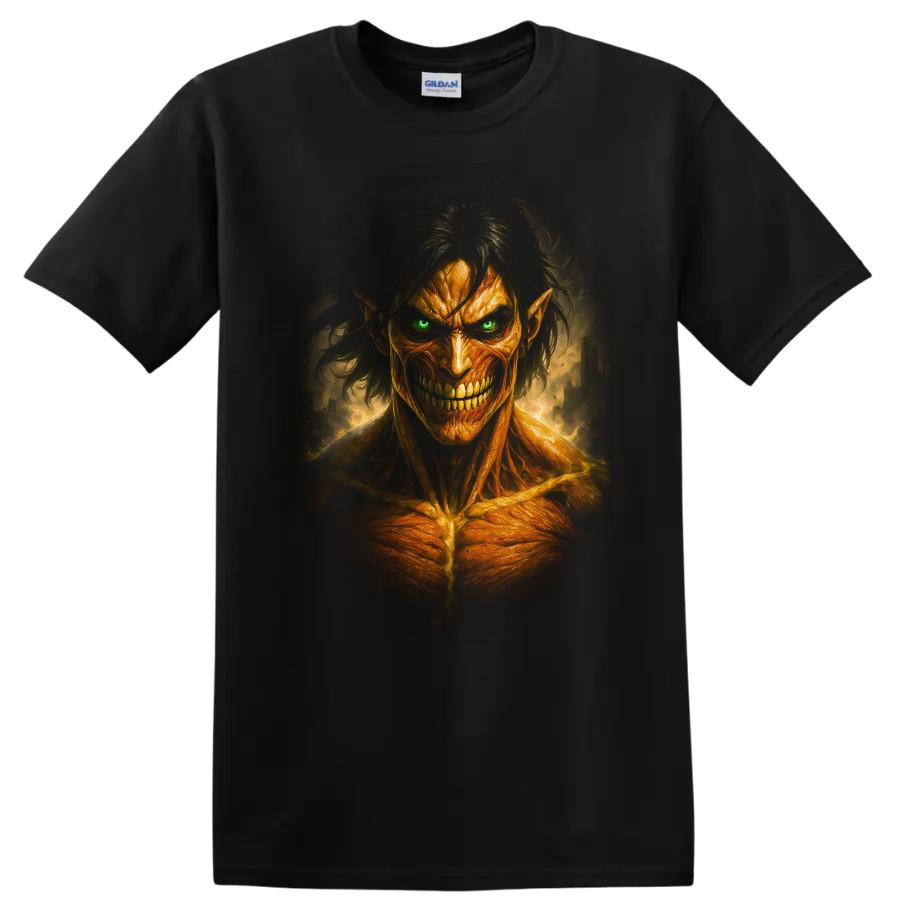 Eren Yeager Attack Titan Horror Face Anime T Shirt Skull Eyes Dark Tee