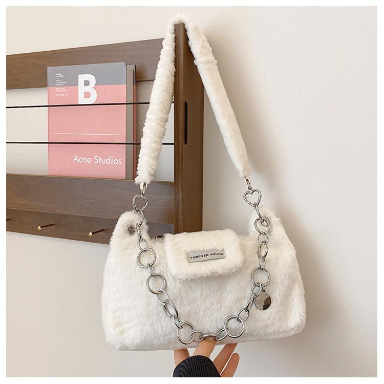 

Зима 2025 новый тренд Мао Мао цепочка модная плюшевая сумка-тоут на плечо под мышку