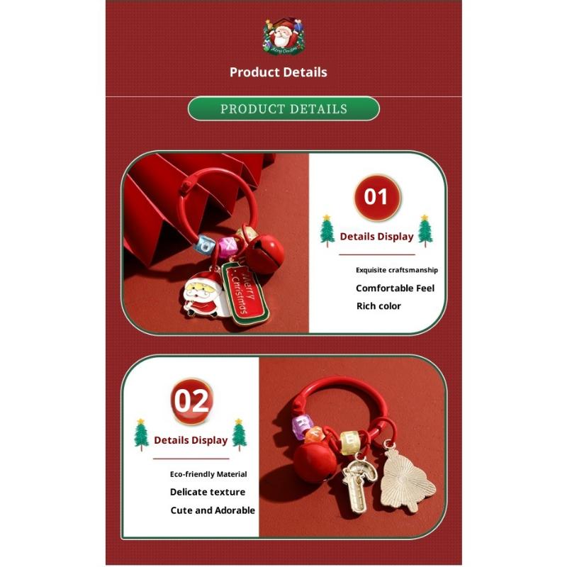 Charm pentru geantă Desen animat Etichetă de Crăciun Pandantiv Pom de Crăciun Xmas Moș Crăciun Breloc Coroniță Creativă de Crăciun Cerb Inel de Chei Fete