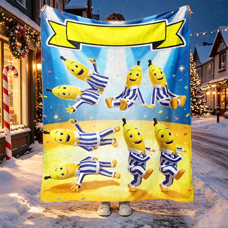 Bananas in Pyjamas Pattern Blanket for Home Decoration, Bed, Sofa, Car Travel, Camping, Suitable for All Seasons, Birthday Christmas Gift