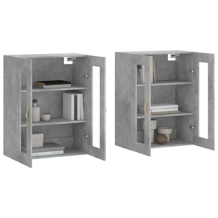 VidaXL Armoires murales 2 pcs gris béton bois d'ingénierie 3197925