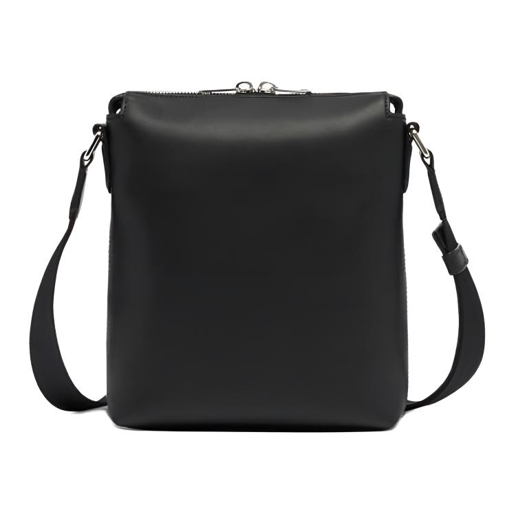 Bally Logo Zipper Closure Leather Shoulder Crossbody Bag Men Bags Black 6310079