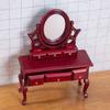 Mini Cabinet High Simulation Decoration Wood Dollhouse Dressing Mirror Table Model for Bedroom Scene