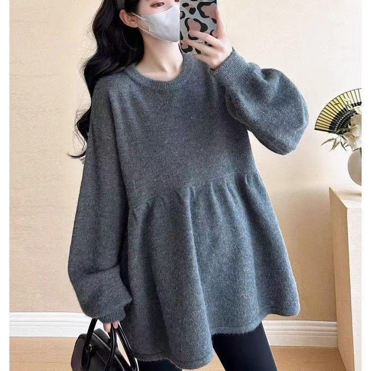 

2025 Korean Style Plus Size Maternity Sweater - Autumn/Winter Petite Knit Top M, recommended under 100 kg чёрный