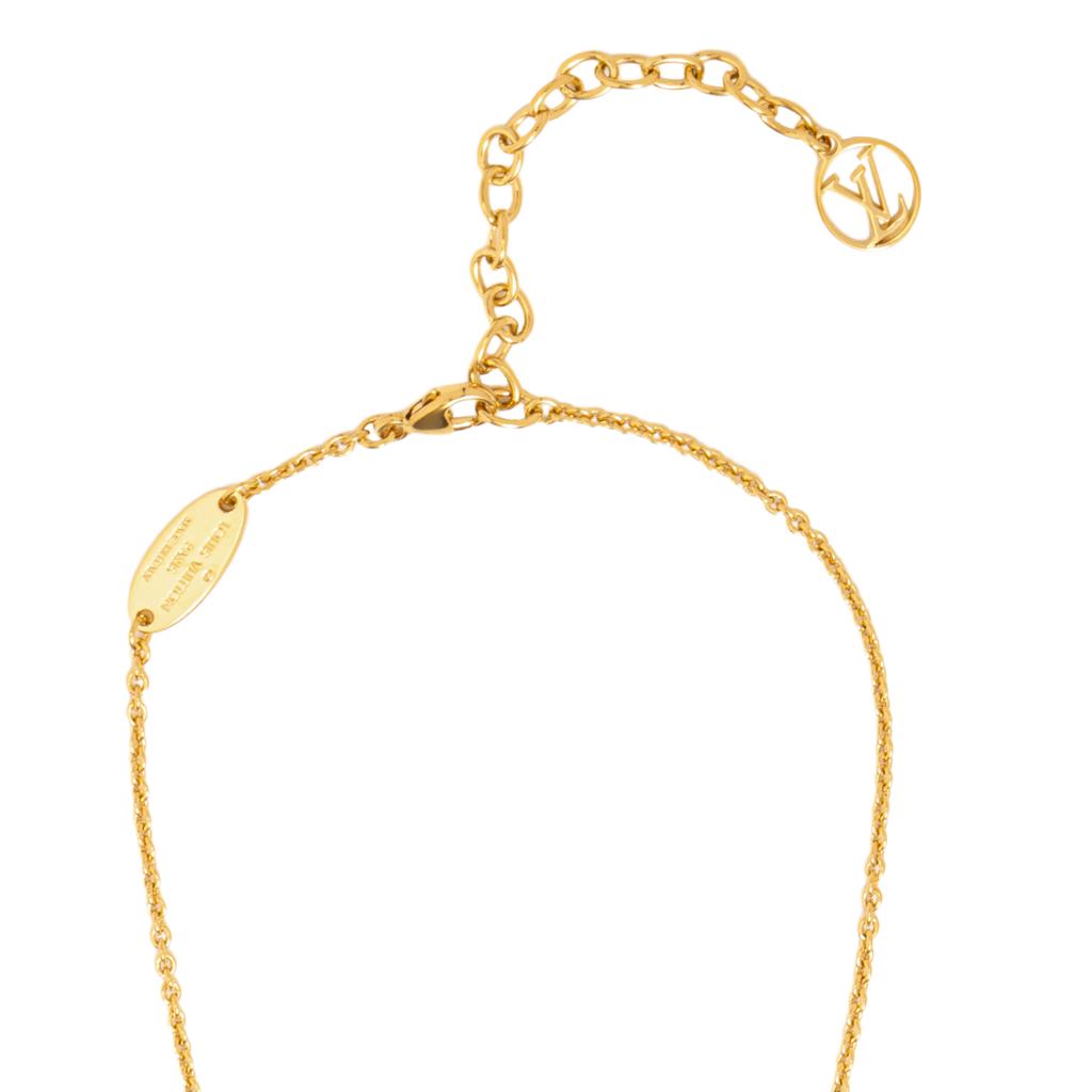 Louis Vuitton Engraved LV Logo Brass Necklace Women necklace Gold M00857