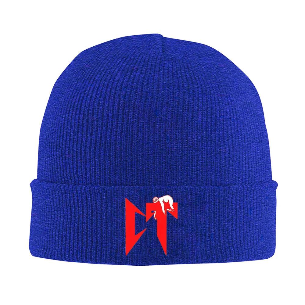 Red geometric symbol sloth design Unisex Women Unisex Knitted Hat Beanie Pullover Cap Winter Thermal Warm Christmas Outdoor Cycling