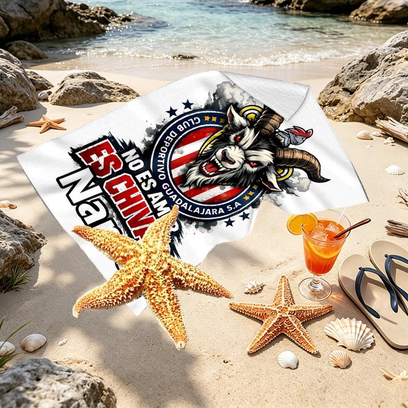Custom Name Personalized Club Deportivo Guadalajara Print Beach Towel, for Trip Camping Beach Party Home Decor, Birthday Gift for Family & Friends