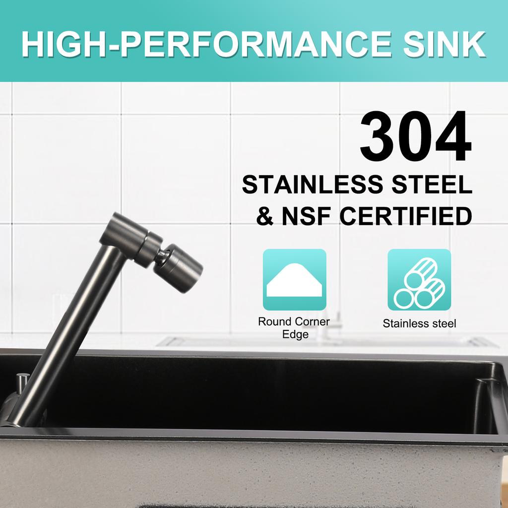 Small Kitchen Sink with Foldable Faucet Single Bowl Sink with Lid Prep Sink for Laundry Wet Bar Prep Office Outdoor Yard