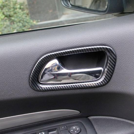 Carbon Fiber Style Inner Door Handle Panel Cover Trim for Dodge Durango 2011+