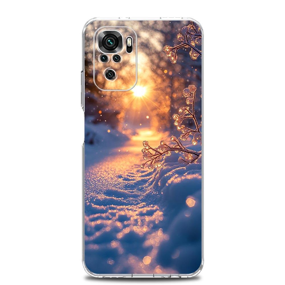 Phone Case For Xiaomi Redmi Note 14 13 12 4G 9S 9 10 11 Pro Plus 5G 14C 13C 12C 10C 9A TPU Cover Landscape Winter Light Snow
