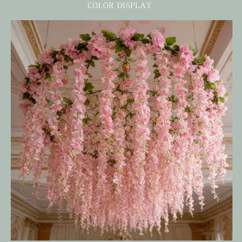 Multicolor Artificial Wisteria Flower Vine Cherry Flower Hanging Garland Wedding Decoration