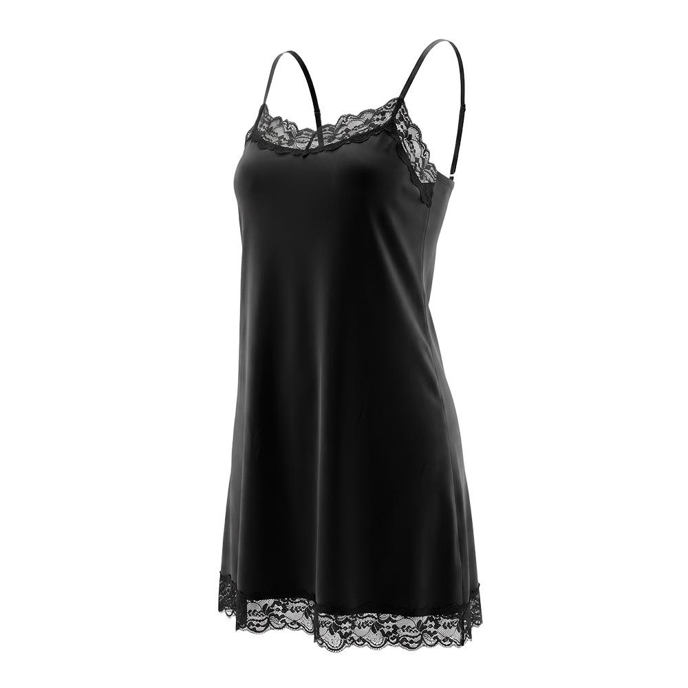 Sexy lace suspender nightgown women's summer thin quick-drying V-neck short skirt home skin-friendly pajamas