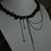 Irregular Choker Vintage Tassel Chain Heart Pendant Necklace For Women Female Natural Stone Vacation Beach Chain Gift N0550