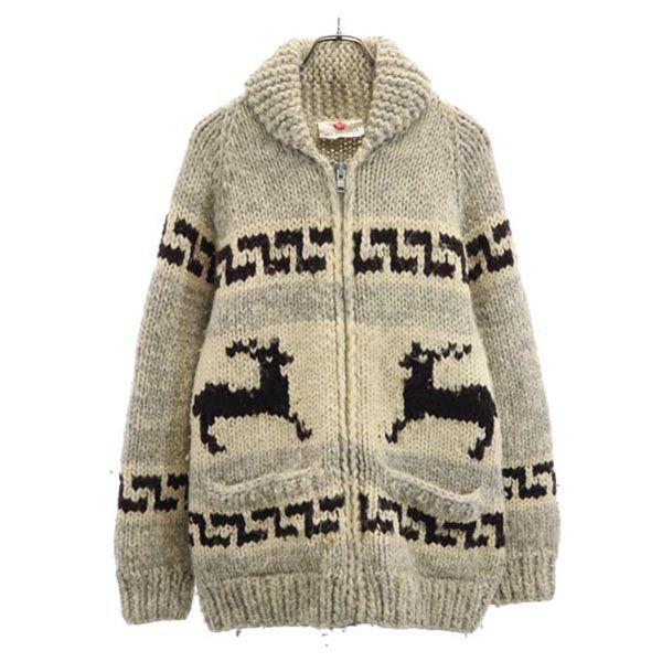 

ВСЯ КАНАДА 90-е Старый Ковичан Вязаная куртка с длинным рукавом Серая Мужская Б/У