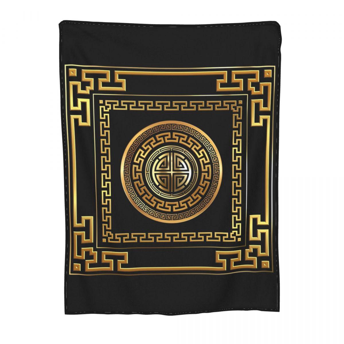 

Греческий ключ Меандр Черное золото Большие одеяла бархат весна/осень портативный супер мягкий плед одеяло для дивана автомобиль покрывало 80x60in